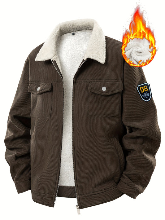 Men's Relaxed Corduroy Zip-Up Jacket – Black option – main product image