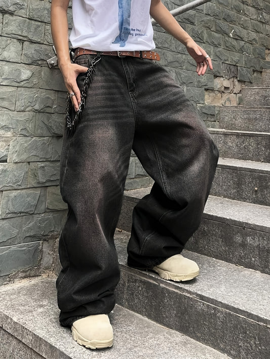 Men's Relaxed Fit Jeans - Black Denim Clean Finish – Black option – main product image