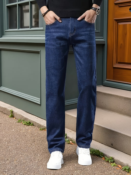 Men's Relaxed Fit Jeans - Classic Wash Clean Finish – Navy Color – Navy option – main product image