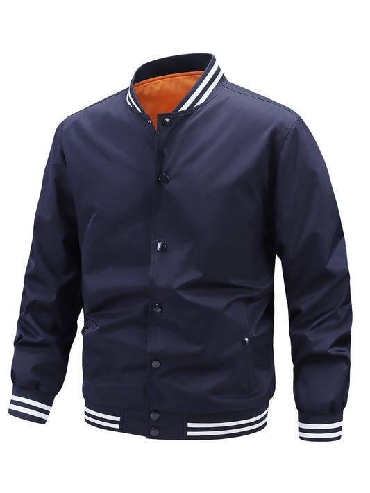 Men's Relaxed Striped Button-Front Jacket – Black option – main product image