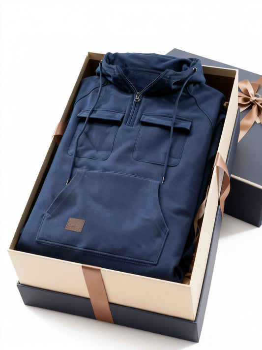 Men's Relaxed Zip-Up Hoodie – Black option – main product image