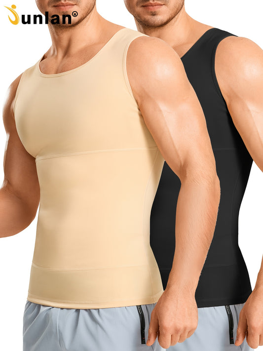 Men's Shapewear Top Multipack – Men's Compression Shapewear Vests 2-Pack – Black option – main product image