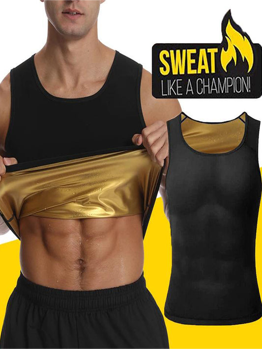 Men's Shaping Tank Top – Men's Sauna Waist Trainer Vest - Tummy Control Gym Layer – Yellow option – main product image