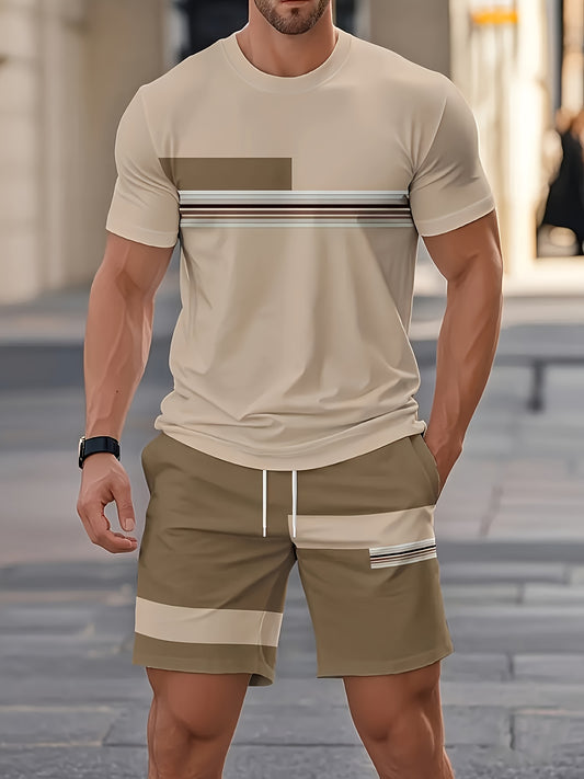 Men's Shirt and Shorts Set - 3D Print Summer Style – Grey option – main product image