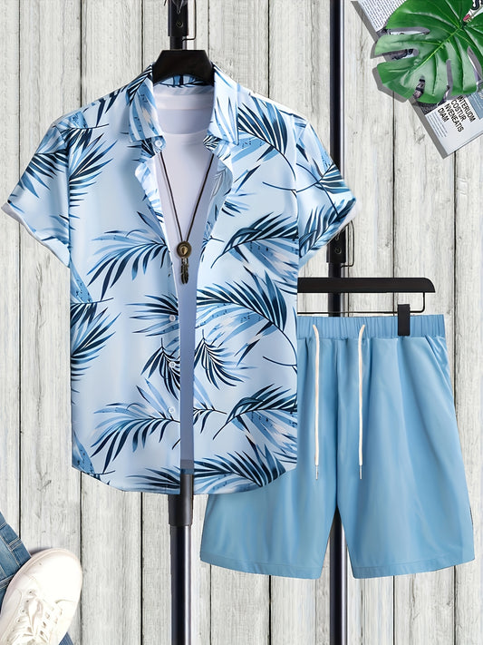 Men's Shirt and Shorts Set - Resort Print Summer Classic Edition – main product image