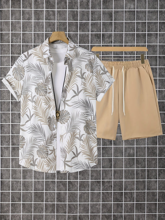 Men's Shirt and Shorts Set - Resort Print Summer Urban Edition – Khaki option – main product image