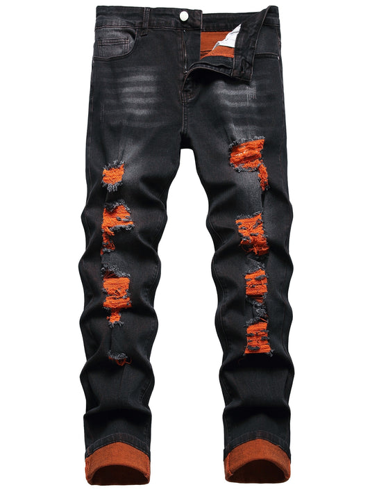 Men's Skinny Jeans - Classic Wash Distressed – Sepia – main product image