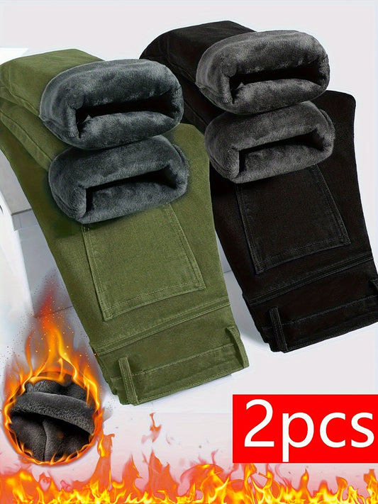 Men's Skinny Jeans - Stretch Comfort – black & army green – black option – main product image