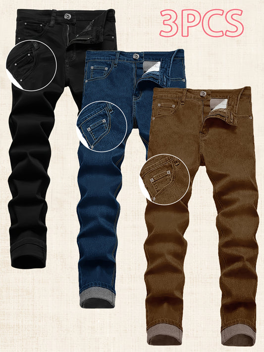 Men's Skinny Jeans - Stretch Comfort – Black Earthy Brown – Black option – main product image