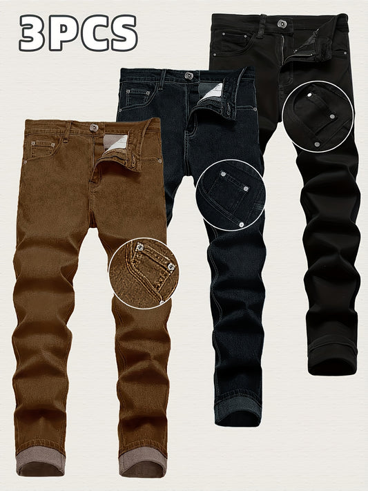 Men's Slim Fit Jeans - Classic Wash Clean Finish – Black Khaki Dark – Black option – main product image