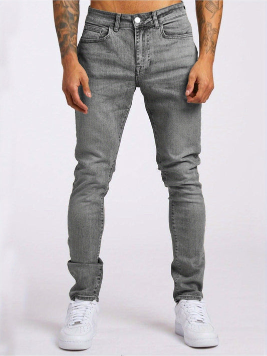 Men's Slim Fit Jeans - Classic Wash Clean Finish – Sizes S–XXXL – Grey option – main product image