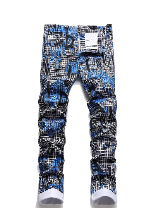 Men's Slim Fit Jeans - Classic Wash Clean Finish Streetwear – Photo Color – main product image