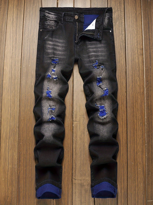 Men's Slim Fit Jeans - Classic Wash Distressed – Classic Rise / Black – Black option – main product image