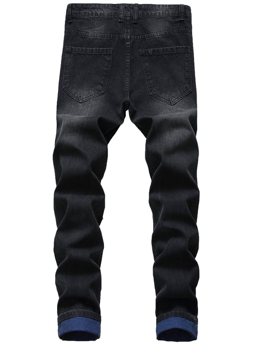 Men's Slim Fit Jeans - Classic Wash Distressed – Mid Rise / Black – main product image