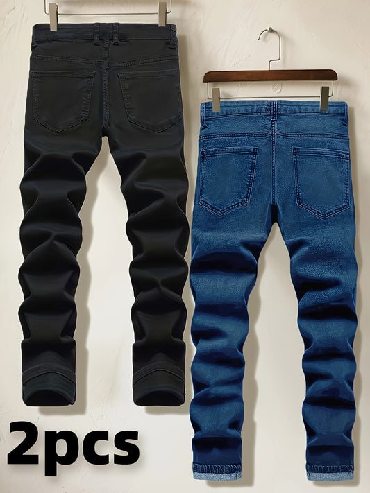 Men's Slim Fit Jeans - Classic Wash Distressed – Sizes 30–38 – main product image