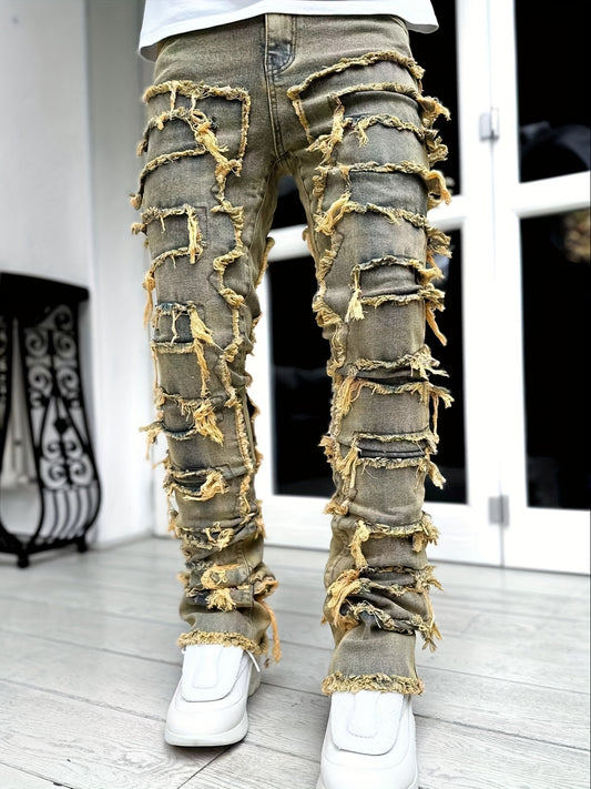 Men's Slim Fit Jeans - Classic Wash Distressed Streetwear – Sizes XL – main product image