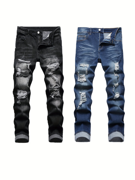 Men's Slim Fit Jeans - Classic Wash Distressed Weekend – main product image