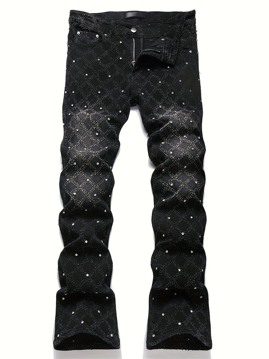 Men's Slim Fit Jeans - Classic Wash Embellished – Black option – main product image