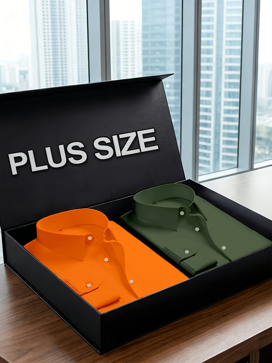 Men's Solid Color Dress Shirt - Classic Neck Long Sleeve – Sizes 2XL–6XL – main product image