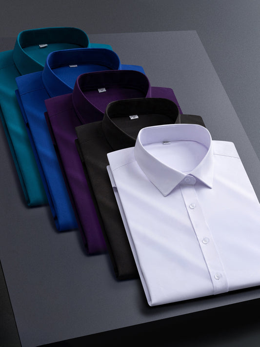 Men's Solid Color Dress Shirt - Classic Neck Long Sleeve – Sizes M–XXXL – main product image