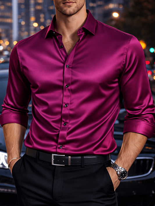 Men's Solid Color Dress Shirt - Classic Neck Short Sleeve – Malachite Green – Green option – main product image