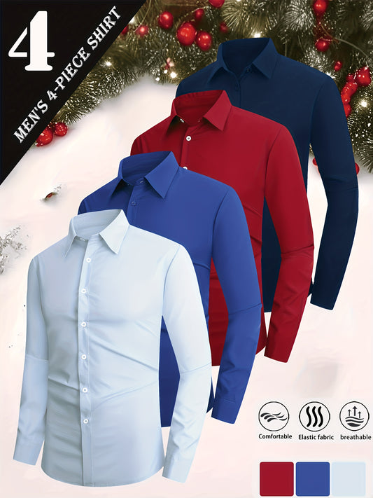 Men's Solid Color Dress Shirt - Collared Long Sleeve – main product image