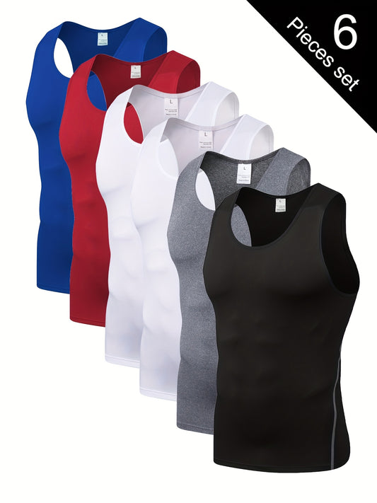 Men's Solid Color Performance Shirt - Sleeveless – 10-Variant Selection – black option – main product image