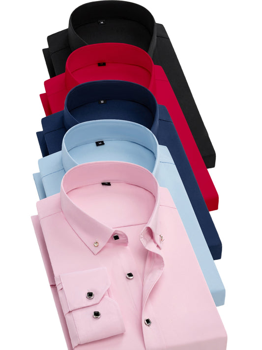 Men's Solid Color Shirt - Collared Long Sleeve – Royal blue dark – blue option – main product image