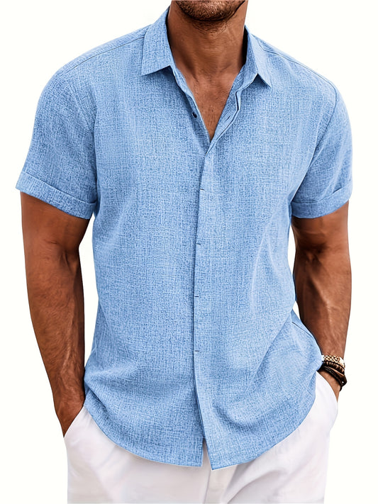 Men's Solid Color Shirt - Collared Short Sleeve – Black option – main product image