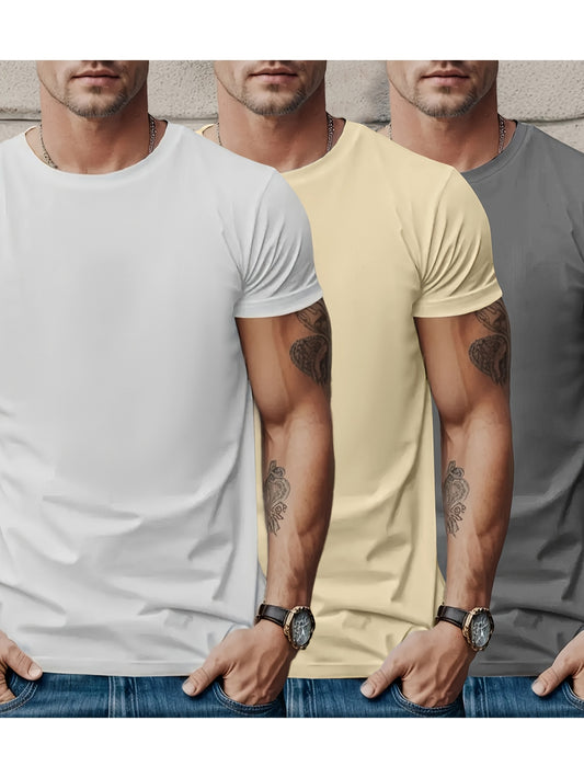 Men's Solid Color T-Shirt - Classic Neck Short Sleeve – 100% cotton – main product image