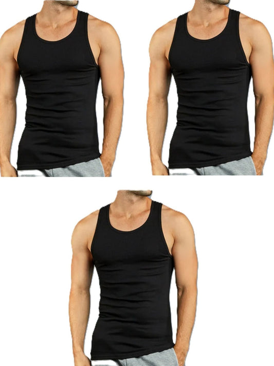 Men's Solid Color Tank Top - Classic Neck Sleeveless – Sizes S–XL – BLACK option – main product image