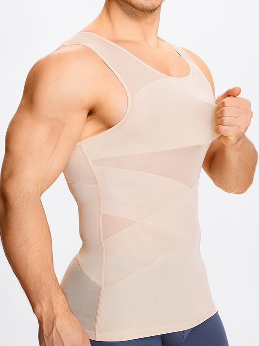 Men's Solid Color Tank Top - Sleeveless – Light Beige Knit – Beige option – main product image