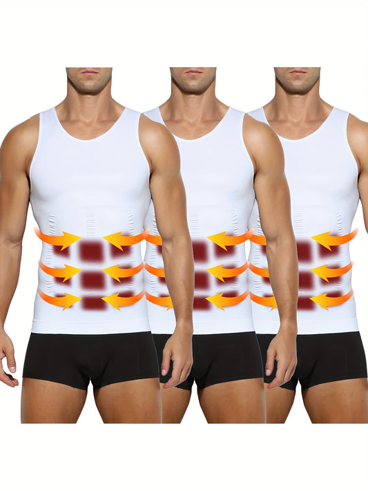 Men's Solid Color Tank Top - Sleeveless – White*3 – White option – main product image
