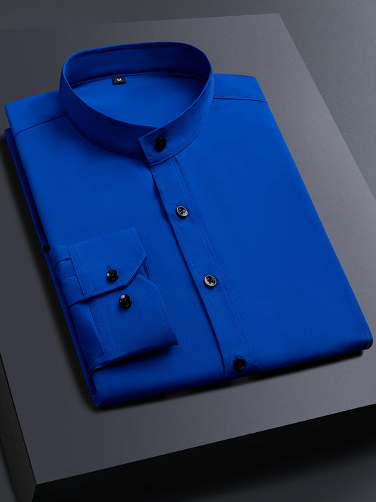 Men's Solid Long Sleeve Henley Shirt - Stretch – main product image