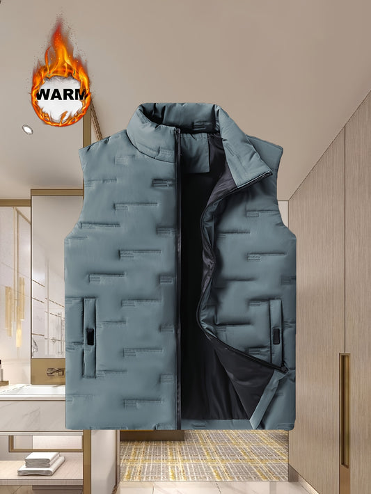 Men's Stand Collar Outerwear Vest - Warm Pocket Design – main product image