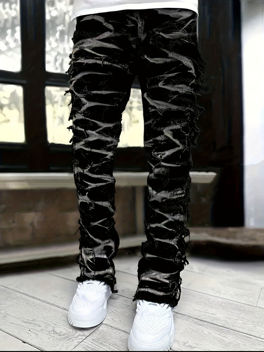 Men's Straight Leg Jeans - Black Denim Clean Finish – Printed – Black option – main product image