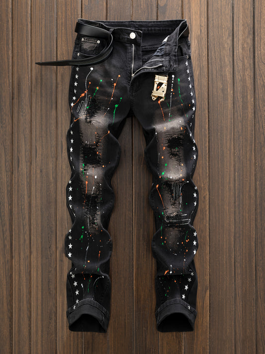 Men's Straight Leg Jeans - Classic Wash Clean Finish – Black – Black option – main product image