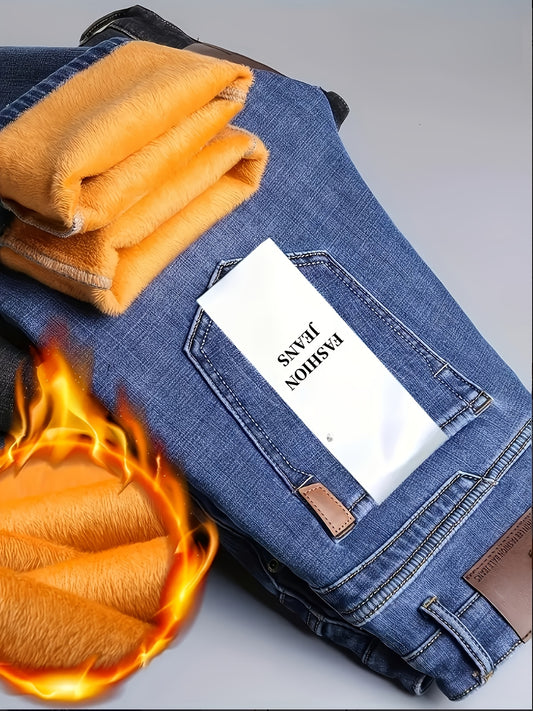 Men's Straight Leg Jeans - Classic Wash Clean Finish – Sizes 40 – Blue option – main product image