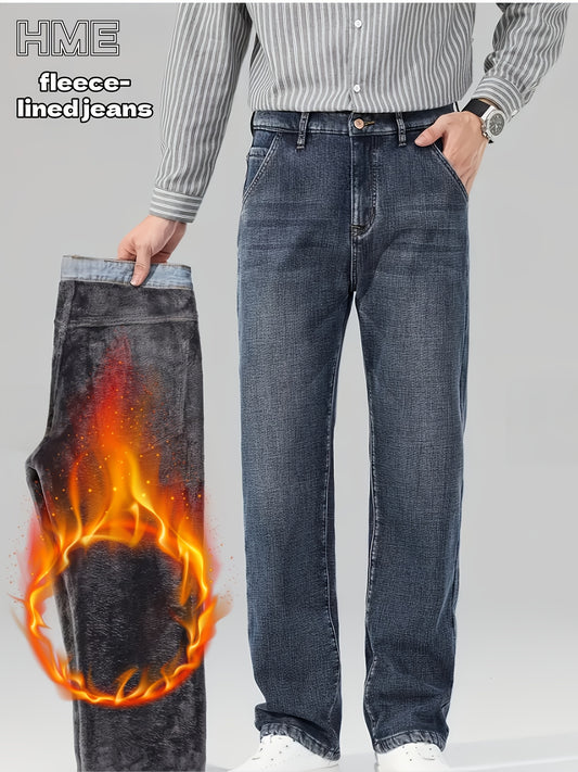Men's Straight Leg Jeans - Classic Wash Clean Finish Streetwear – Deep Grey Denim – Grey option – main product image