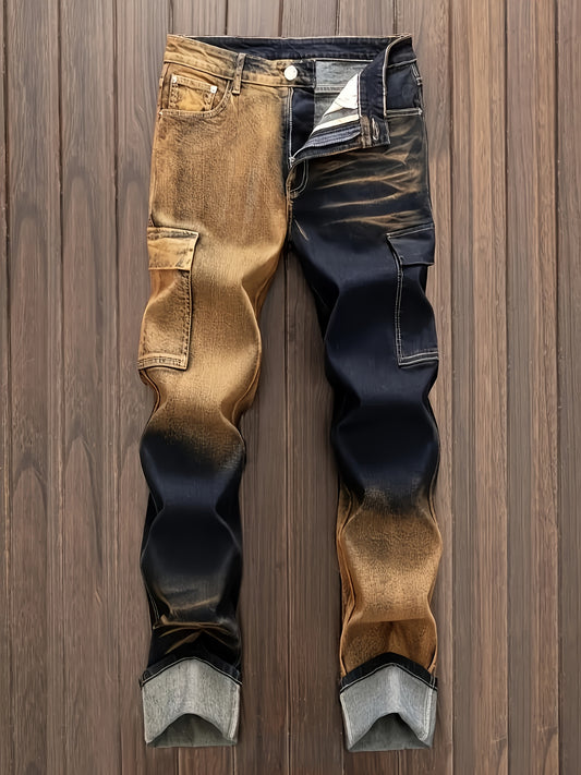 Men's Straight Leg Jeans - Vintage Wash Utility Pocket – Blue option – main product image
