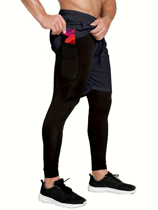 Men's Stretch Leggings - Stretch Comfort – Black / White – Black option – main product image