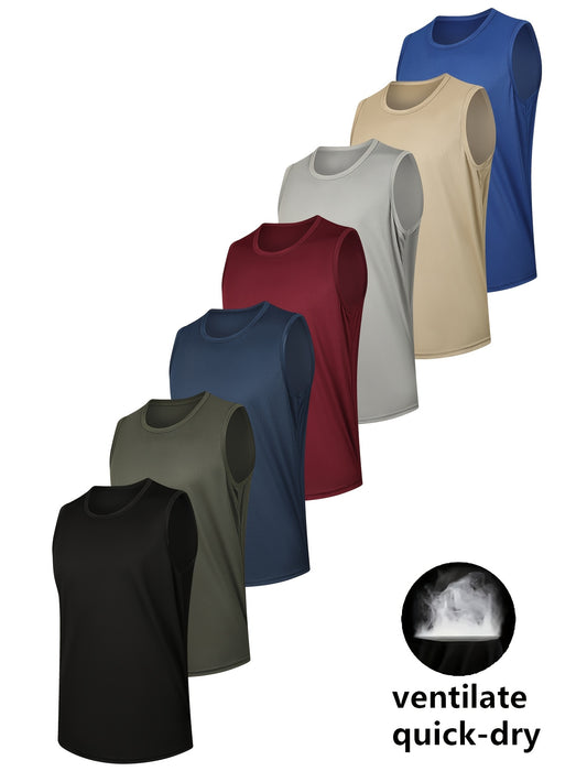 Men's Top Multipack – Men's Solid Sleeveless Tops 7-Pack - Summer Basics – main product image