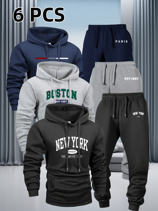 Men's Tracksuit Jacket and Pants Set - City Print Cold-Weather Style – main product image