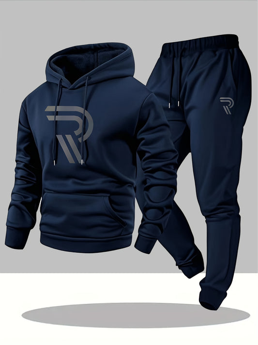 Men's Tracksuit Jacket and Pants Set - Patriotic Print Cold-Weather Style – gray option – main product image