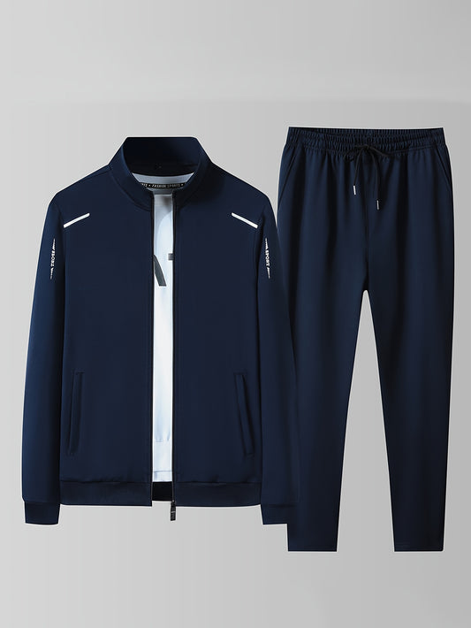 Men's Tracksuit Jacket and Pants Set - Zip Detail – Black option – main product image