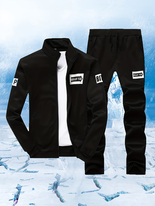 Men's Tracksuit Jacket and Pants Set - Zip Detail Everyday Classic Edition – Black option – main product image