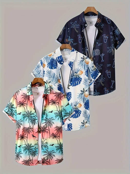 Men's Tropical Print Shirt - Collared Short Sleeve – Sizes S–XXL – main product image