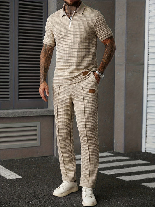 Men's Two-Piece Outfit Set – Khaki+ Khaki – Khaki option – main product image
