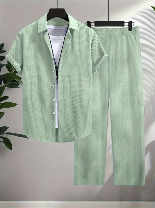 Men's Two-Piece Outfit Set - Short Sleeve – Apricot – Apricot option – main product image