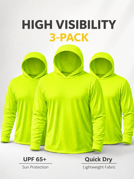 Men's UPF Hooded Shirts – 3 Pack Long Sleeve Sun Protection – main product image